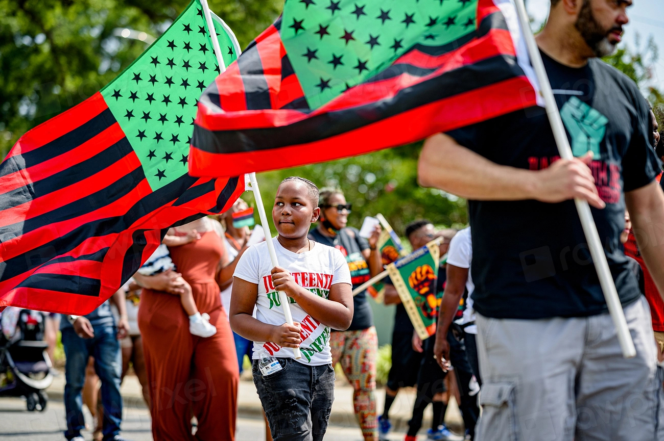 Juneteenth celebration and march through Uptown Greenville, June 19, 2021. Original public domain image from Flickr