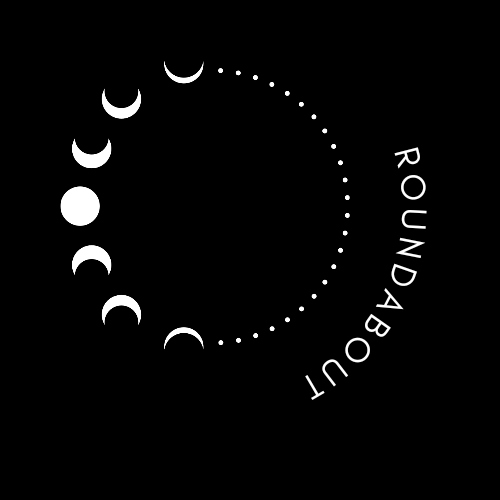 illustrated lunar cycle on a black background with the caption "Roundabout"