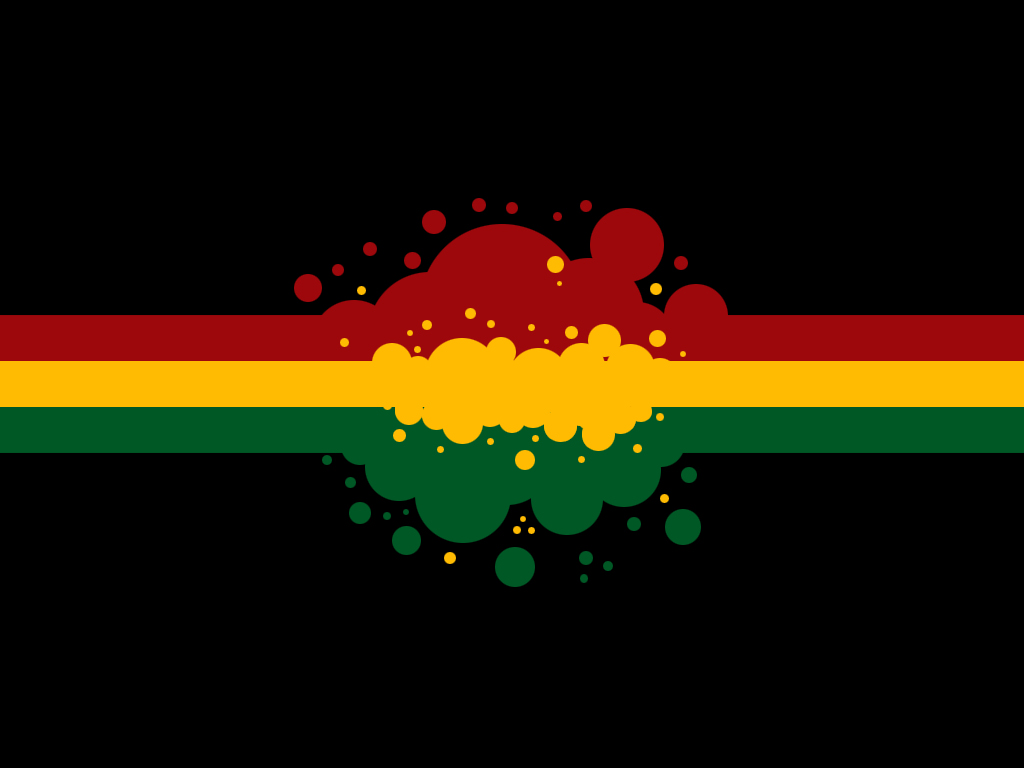 a red/gold/green horizontal stripe across a black background, with a paint splash in the middle of the image.